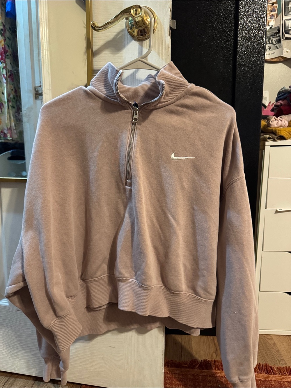Nike Dusty Pink Half-Zip Pullover Sweatshirt